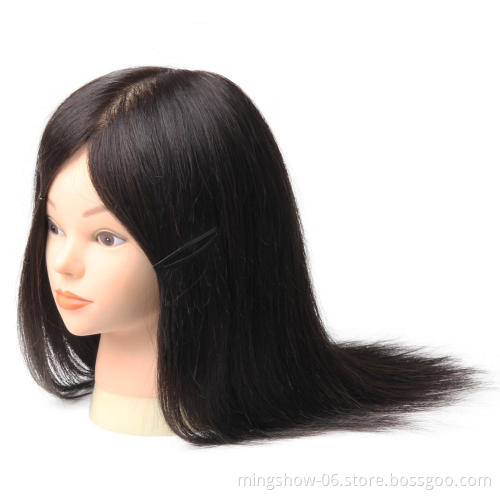 Mannequin Head with 100% Real Human Hair Black Doll Head for hair Styling Cosmetology Hair